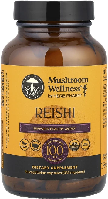 귀한영양제입니다 Herb Pharm Mushroom Wellness™ 영지버섯 베지 캡슐 90정(캡슐 1정당 333mg) 곧 다나가요, 1개, 90정 - 쿠팡