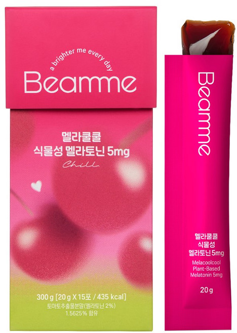 빔미 멜라쿨쿨 식물성 멜라토닌 5mg 고함량 타트체리 스틱 젤리, 1박스, 20g