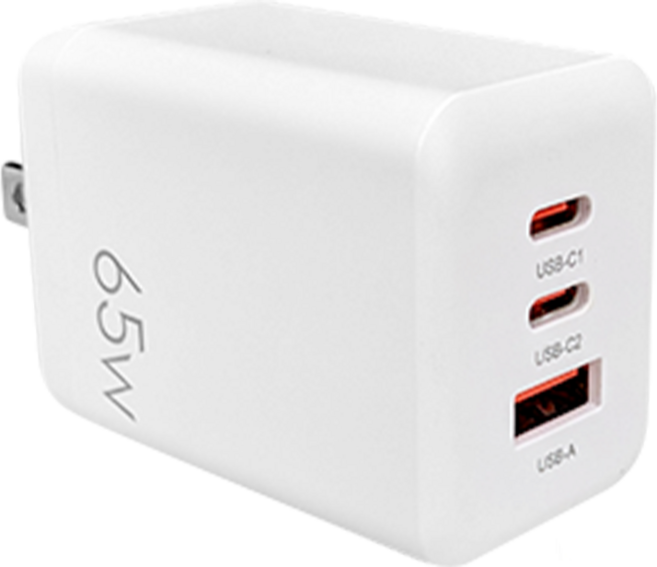 貼膜達人 氮化鎵GaN 快速充電頭, 65W USB-1A2C【三孔】, 1個