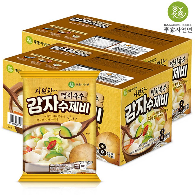 이가자연면감자수제비186.5g x 8 x 2, 186.5g, 16개