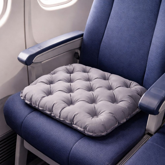 우노마스 휴대용 에어 비행기 등산 필수템 엉덩이 보호 기내 방석 쿠션, 그레이