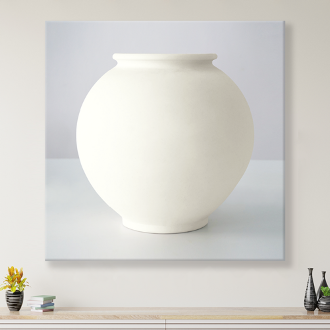 네모아트 달항아리그림 돈들어오는그림 복들어오는그림 다복상징 백자 도자기 풍수 사진 액자 캔버스액자, 01.복달항아리_Blue