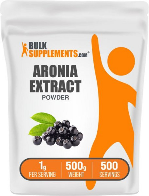 BulkSupplementscom 아로니아 추출물 파우더 - 폴리페놀 보충제 안토시아닌 항산화제 베리 파우더1킬로그램 22파운드, 1.1 파운드(1팩), 1개, 500g