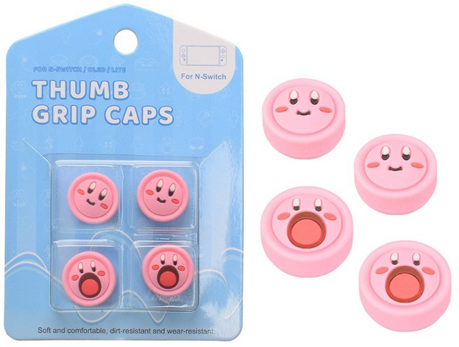 4개/대 커비 닌텐도 스위치 조이스틱 캡 콘 버튼 3D 보호 썸 게임 액세서리, [01] Kirby