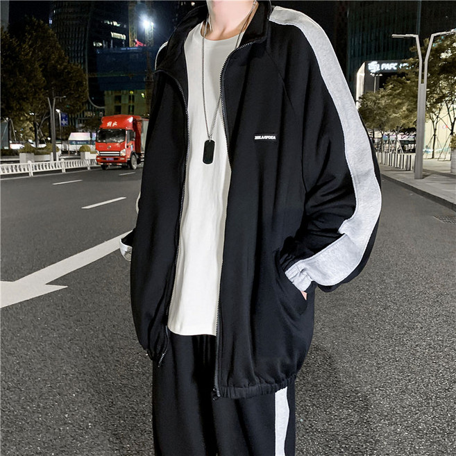 Dec.17 76번 가을 살찌는 남자 트레이닝복 세트 패션 멋스러움 반사 캐주얼 후드티와 투피스Z