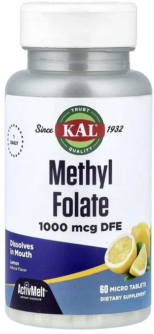 KAL 메틸 폴레이트(활성엽산) 1 000mcg DFE Methyl Folate 1 000 mcg DFE 60정, 1개 - 쿠팡