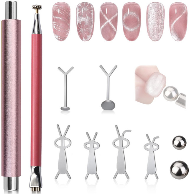 네일 캣츠아이 자석 세트 핑크, 1세트, 열 개의 캣츠아이 자석