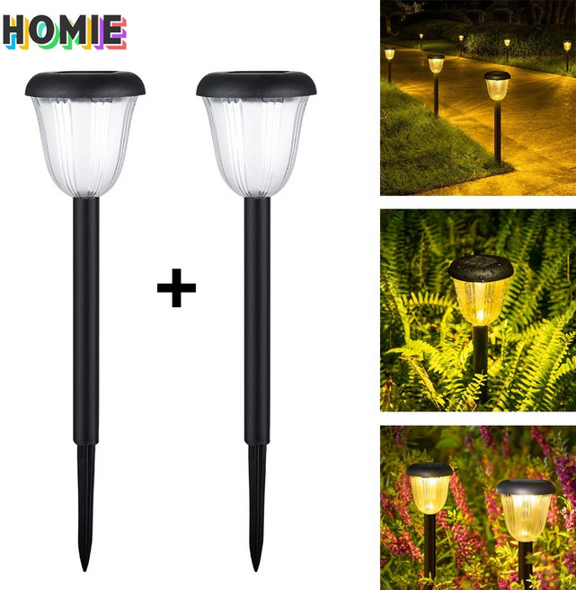 HOMIE led 야외 조명등 튤립모양 led센서등 장시간 사용가능 led전등 IP65 방수등급 led조명 야간 자동 점등 기능배선 불필요1+1, 따뜻한 빛