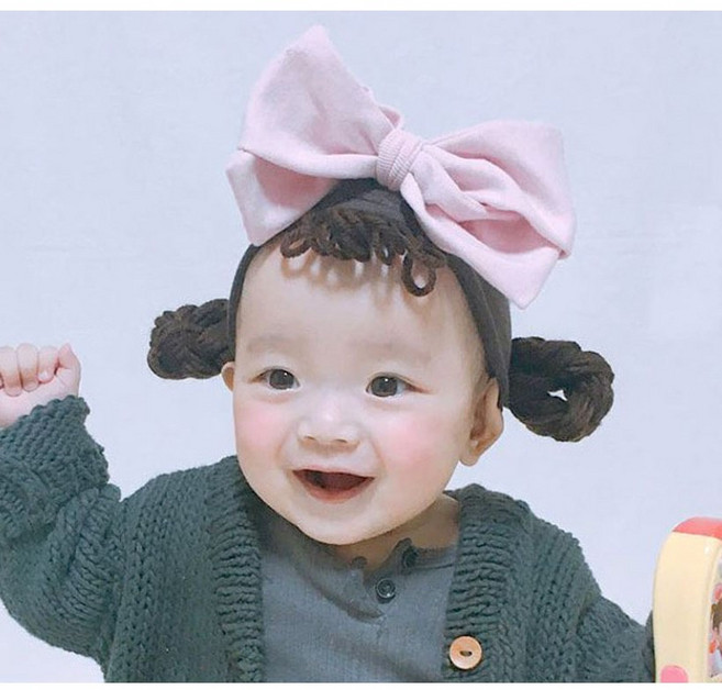 유호랑 정품 소녀밴드 나비리본핀 포함 (아기가발/탈부착 위그밴드)