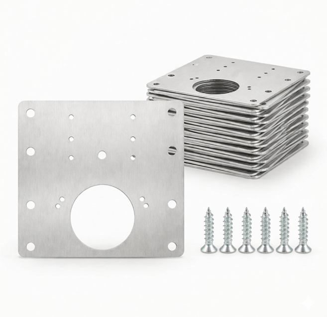 스테인리스 힌지 보강판 35mm 경첩 수리판 싱크대 문짝 보수 플레이트 경첩보강철판 8공형, 12개