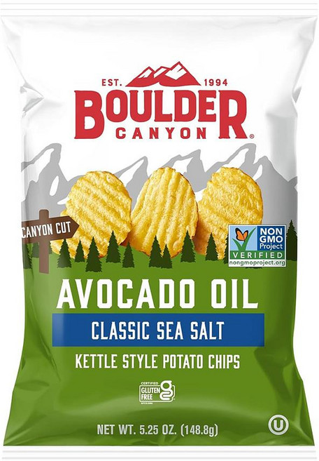 Boulder 감자칩 148g 4팩 클래식 씨솔트 Boulder Canyon Chips Potato Avocado Oil Sea 5.25 Ounce, 4개