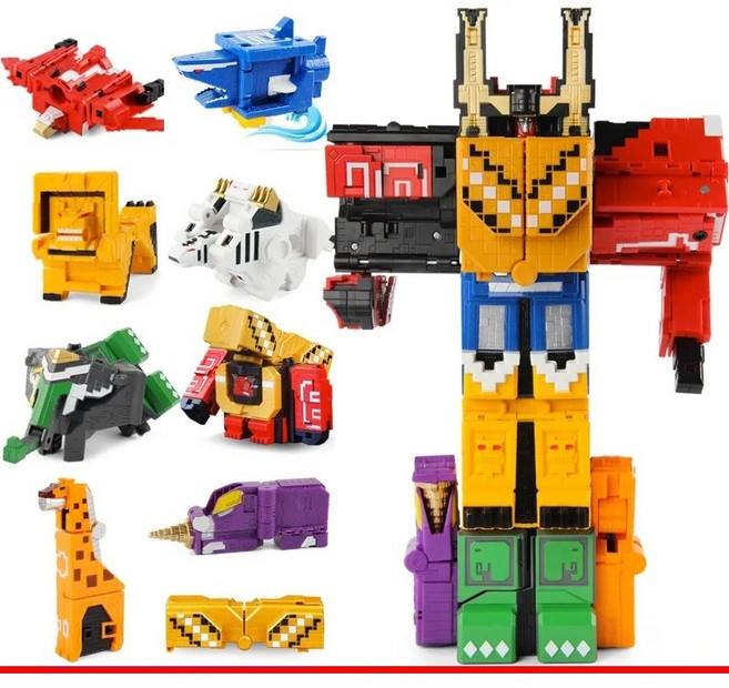 바이헌터 남자 어린이 파워레인저 애니멀포스 와일드킹 큐브변신로봇장난감세트, 4종세트123+칼검기린, 1개