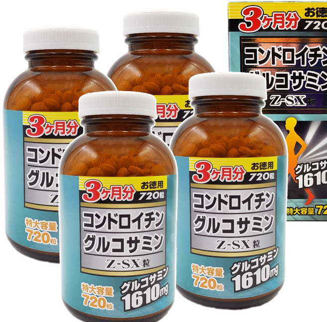 웰니스 일본 대용량 콘드로이친 글루코사민 무릎 관절 연골 영양제 관절에 좋은영양제, 720정, 4개