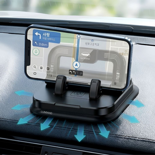 루미앤드 튼튼한 차량용 거치대 회전식 핸드폰 거치대, 블랙, 1개