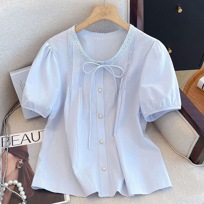 빌리즈빈 여성 셔링 레이스 블라우스 BS73