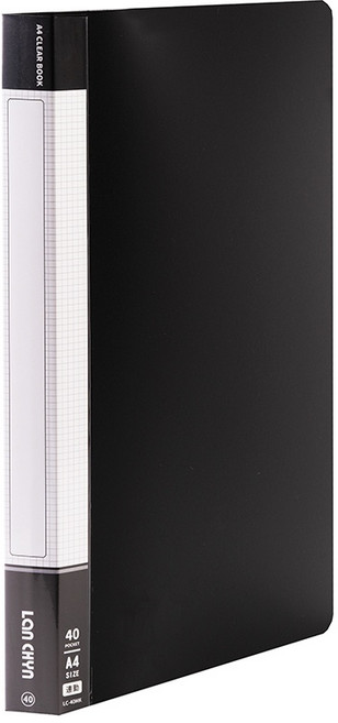連勤 PP粉彩色系資料簿 加厚內頁 A4 資料夾, 黑色,LC-40MK｜40頁, 1個