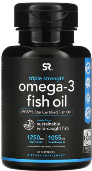 스포츠리서치 오메가3 30정 60정 90정 120정 180정 스포츠리땡 피쉬오일 EPA DHA 알티지1250mg 트리플 스트렝스 고약사추천 rtg, 1개