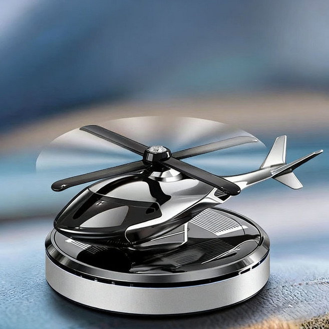 BIKASU 태양광 회전 무소음 비행기 차량용 방향제 고급 자동차악세사리 새차선물 차량용품, 1개, 그레이 컬러