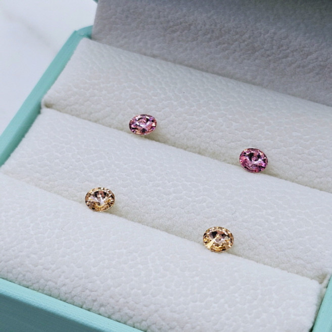 [925은침] 스와로브스키 6mm큐빅 은침귀걸이 데일리 컬러큐빅 귀걸이