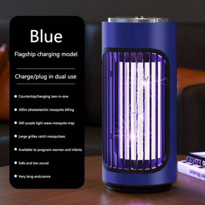 해충퇴치기 벌레유인 모기퇴치 모기 살해 빛 침실 거실 데스크탑 벽 마운트에 대한 광촉매 전기 충격 살인자, Blue charging model