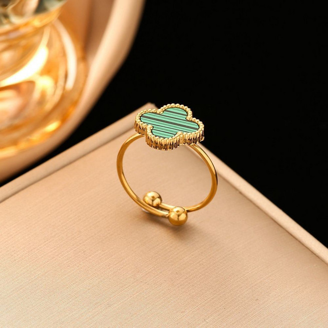 ROYALBELLE 클로버 미니 포인트 오픈 조절 데일리 장식 반지 B06020813