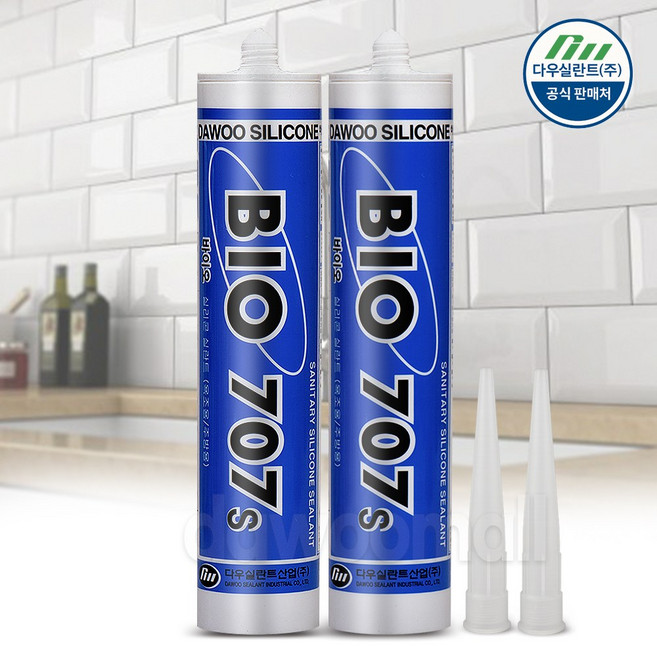 욕실용 주방용 다우실리콘 바이오 707 실리콘 백색 (노즐 포함), 2개