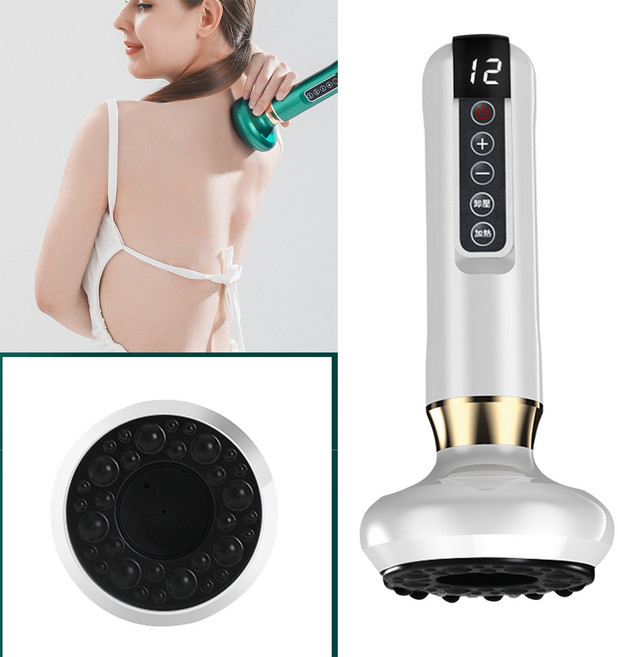 스마트 호흡 온열 마사지기 12단조절 원터치배기 부항 어깨 마사지기, 흰색