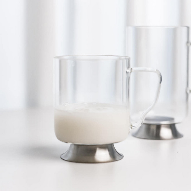 스텐풋 내열유리컵 카페 커피컵 아메라카노잔, 2개, 손잡이형 360ml