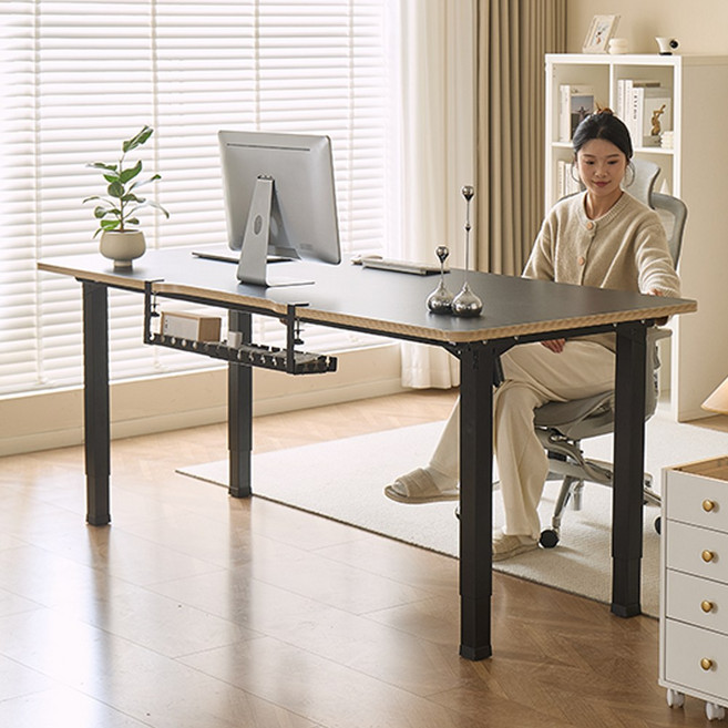 아우스 원목 FJ07 폭800 쿼드형 듀얼모터 모션데스크 스탠딩데스크 전동 모션책상 1200 1400 1600 1800 2000, 블랙 상판 + 블랙 프레임