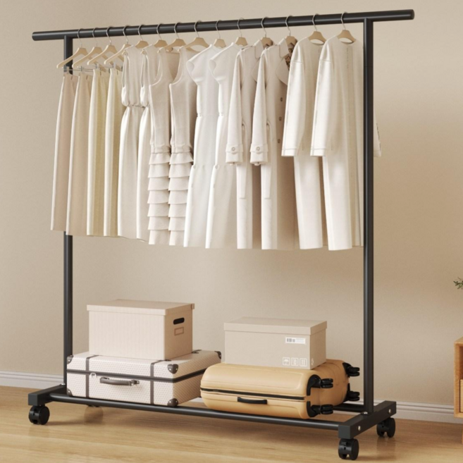투에스리빙 철제 이동식 튼튼한 옷걸이 행거, 블랙a