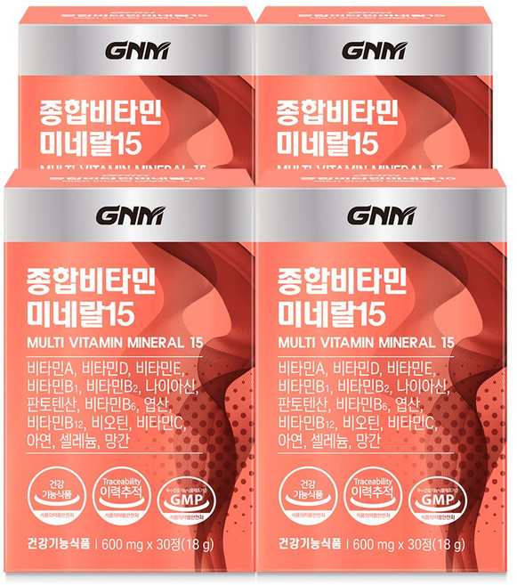 자연의품격 종합비타민 미네랄 15 18g, 30정, 4개