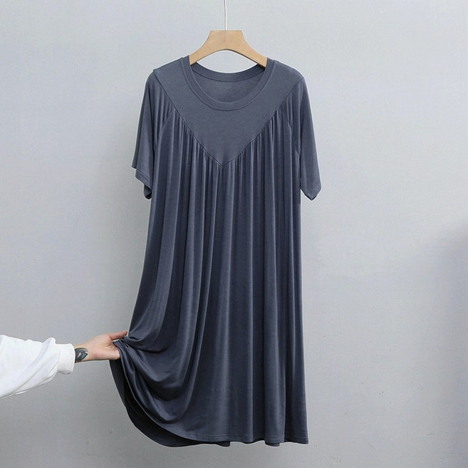 빅무드 원피스 잠옷 모달 빅사이즈 여름 홈웨어 임산부 실내복 빅V셔링 이지웨어