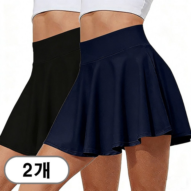 차쿠 1+1(2세트) 여성 운동 스포츠 스커트 속바지 치마 하이웨스트 플리츠 요가 치마 빅사이즈