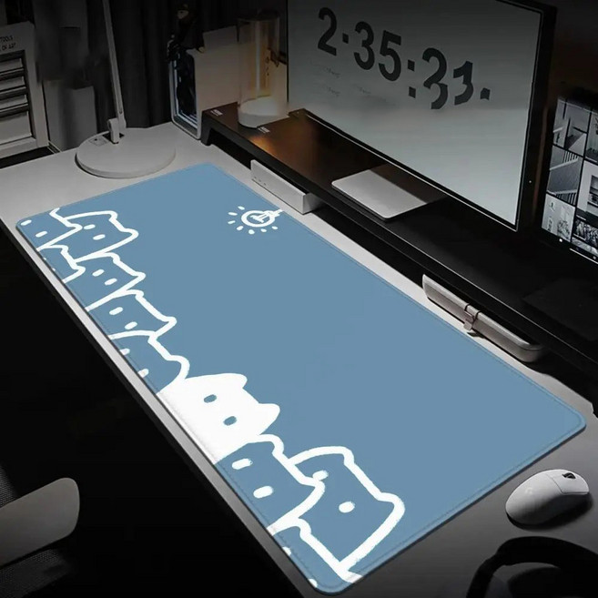 게이밍 장패드 고양이 캐릭터 마우스패드 방수코팅 300X800X3MM, 1개, 녹색