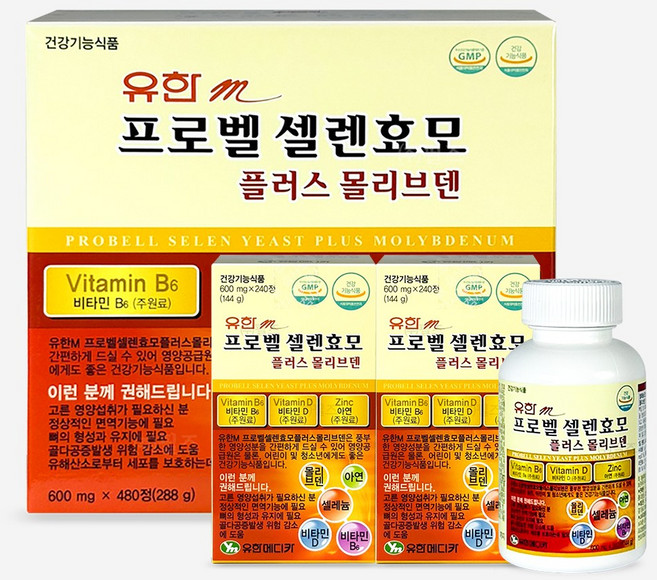 유한m 프로벨 셀렌효모 플러스 몰리브덴 480정 (4개월분), 2개, 240정