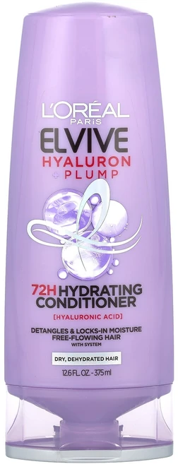L'Oréal Elvive 히알루론 + 펌핑 72H 하이드레이팅 컨디셔너 건성 및 건조 모발 375ml(12.6fl oz), LOréalElvive히알루론펌핑72H하이드레이팅컨디셔 - 쿠팡