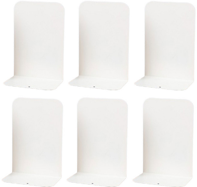 맑은 생활 철제 북엔드 책꽂이 칸막이 6개, 화이트