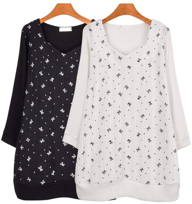 국내제작 마마걸 미니리본T 빅사이즈여성의류 큰사이즈 77~99 중년여성 엄마옷 50대티셔츠 빅사이즈반팔 루즈핏