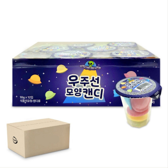 사워 사우어 우주선 캔디 10gx12개x12통 특이한 어린이 유치원 행사 답레품 사탕 간식 다과, 1.44kg, 1박스