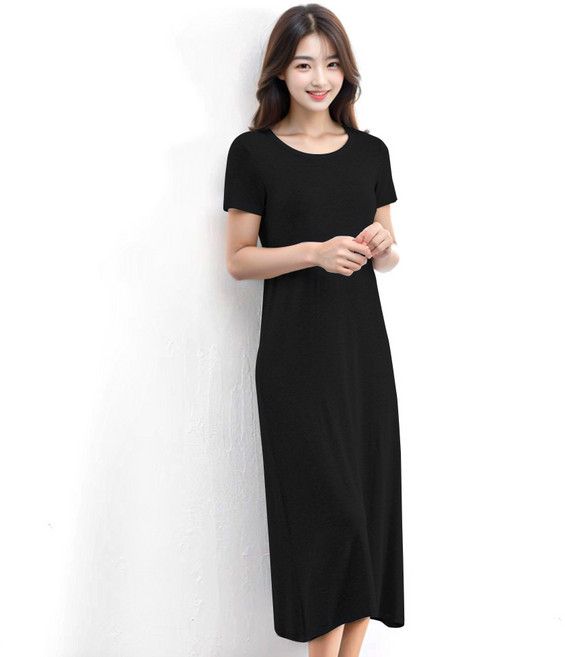 반팔 브라캡 롱원피스 잠옷 홈웨어 롱버전