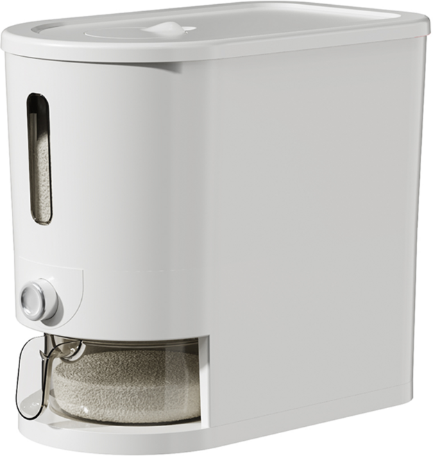 올릭 가정용 밀폐 방습 계량 쌀통 쌀 보관통 10kg 5kg, 아이보리, 1개