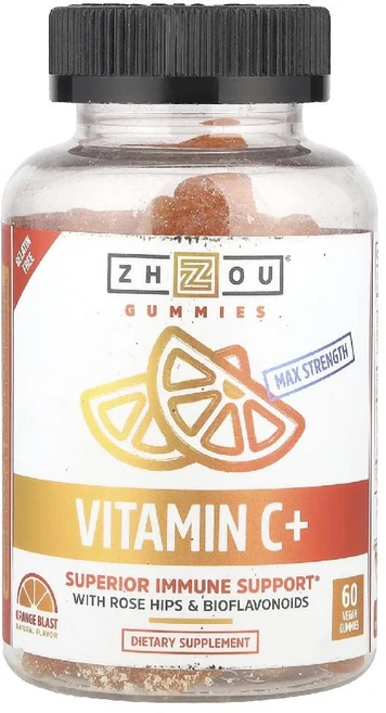 Zhou Nutrition 맥스 스트랭스 비타민 C + 슈페리어 이뮨 부스터 오렌지 블라스트 60 비건 구미 Nutrition (조우 뉴트리션), Zhou Nutrition, 맥스 스트랭스 비타민 C, 1개 - 쿠팡