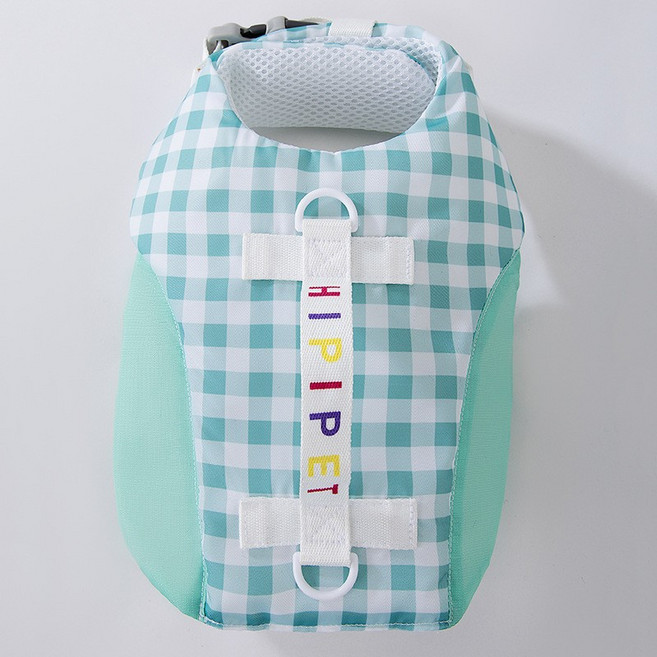 狗狗泳衣救生衣泰迪比熊柯基金毛小型中型大型犬寵物游泳專用, 1個, 藍色格子