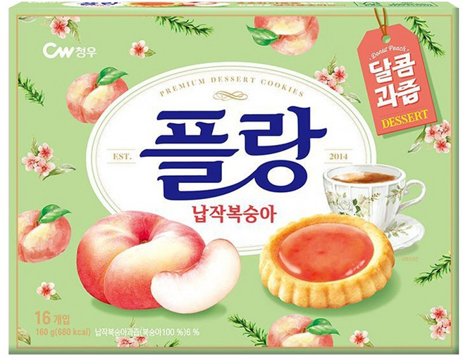 청우 플랑 납작복숭아 160g 타르트 쿠키, 1