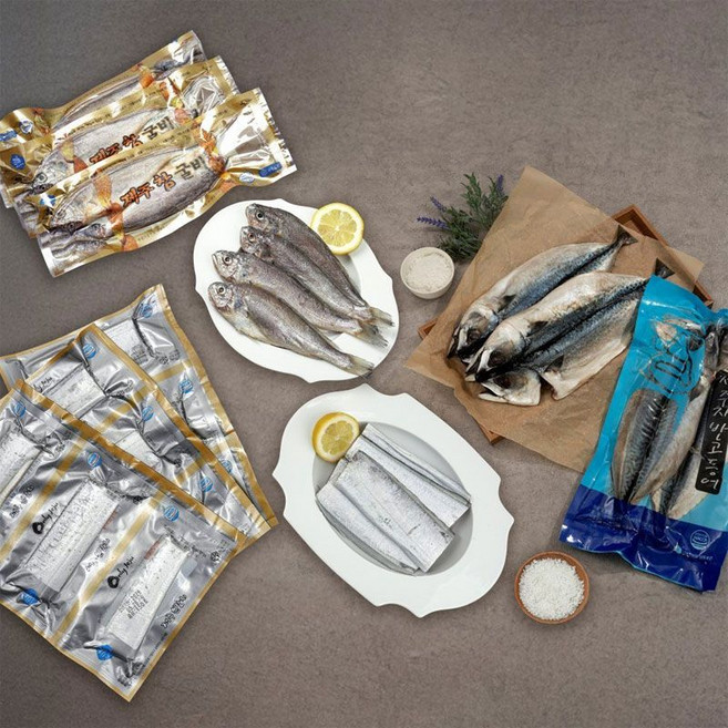 제주 수산물 3종(갈치 45토막+자반고등어 4마리+굴비 10마리), 1세트, 3550g