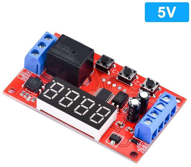 1路延時時間繼電器 24V 觸發定時器控制開關 模塊, 1個, 5V 不帶外殼 【按鍵款】