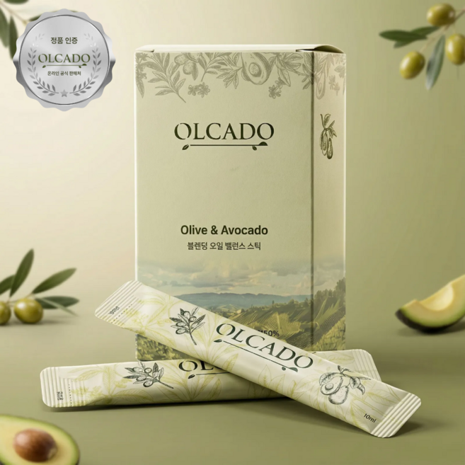 올카도 올리브 아보카도 오일 스틱 올리카도오일 엑스트라버진올리브오일 엑스트라버진아보카도오일, 14개, 10ml