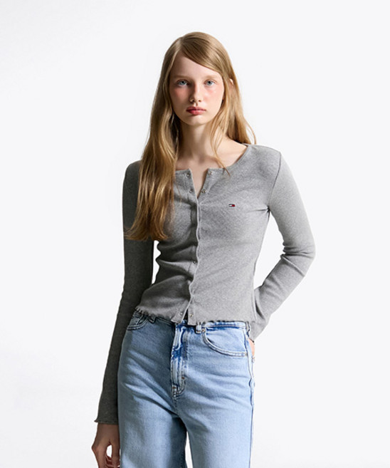 매장정품 TOMMY JEANS 타미진스 슬림 립 스냅 버튼 탑 (T32F6TTO01TWT2P6N) T32F6TTO01TWT2P6N 1521069