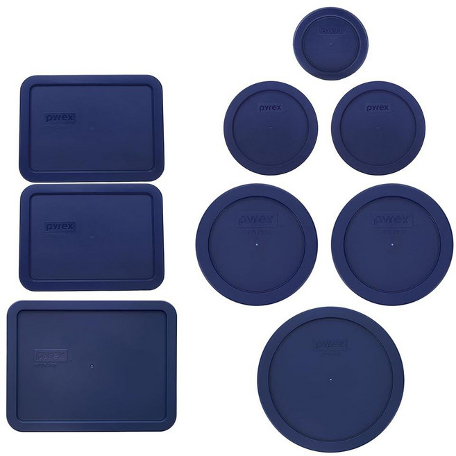 Pyrex BLUE 블루 Lids - 7202-PC 7200-PC 7201-PC 7402-PC 7210-PC 7211-PC (9팩) 미국 제조 228375, Pyrex BLUE 블루 Lids - 7202-PC,