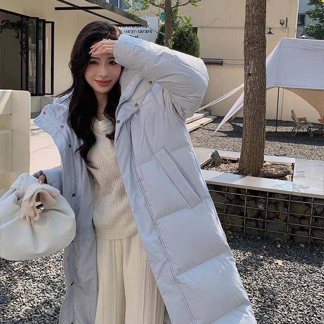 長款過膝羽絨服女-寬鬆情侶款加厚超長冬外套